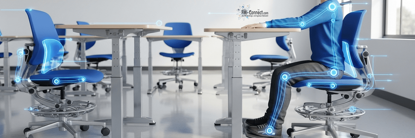 Ergonomische Möblierung unterstützt Gesundheit, Komfort und konzentriertes Lernen